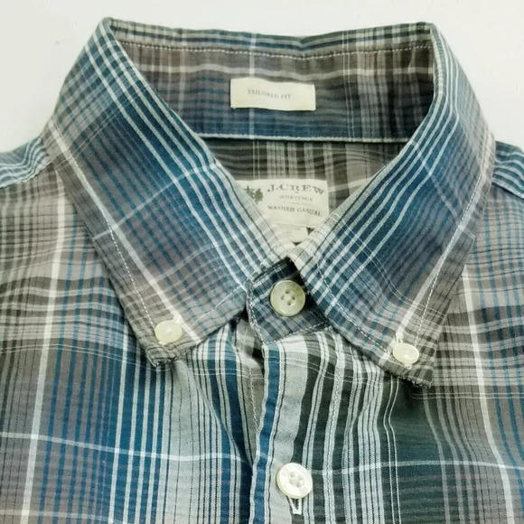 J Crew Tailored Fit Medium Button Down Plaid Long Sleeve Cotton Washed Casual - Picture 6 of 7